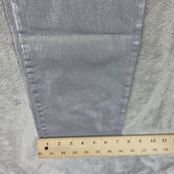 Chicos Platinum Jeans Womens 8 Regular Silver Metallic Slim Leg Denim Pants - Picture 7 of 14